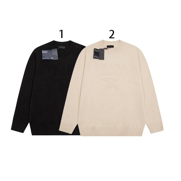 Boutique Prada Wool x Cashmere Crew Neck Sweater Replica 2 Colors puc85857
