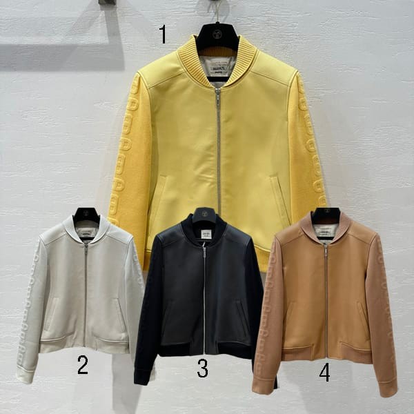 Cheap Hermes Replica Varsity Leather Jacket 4 Colors with Tracking H3E1203D8I136