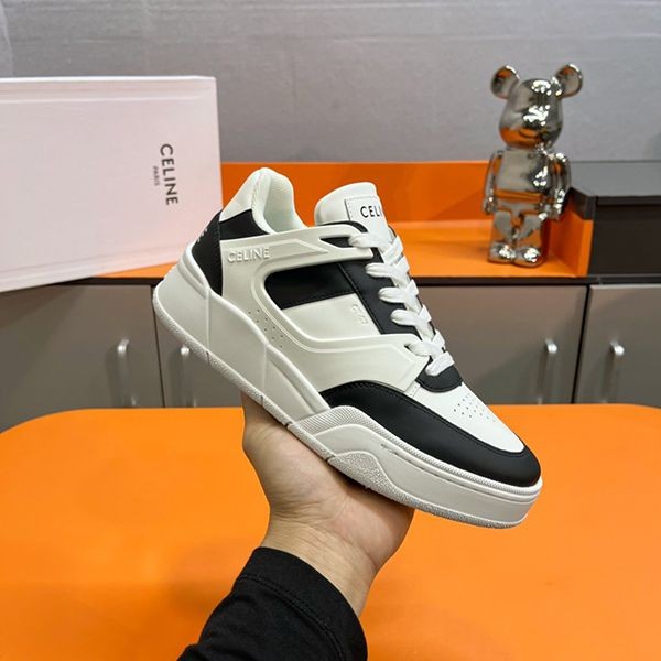 Celine CT-07 Rubber Trim Leather Lace-up Sneakers Replica Ceb89084