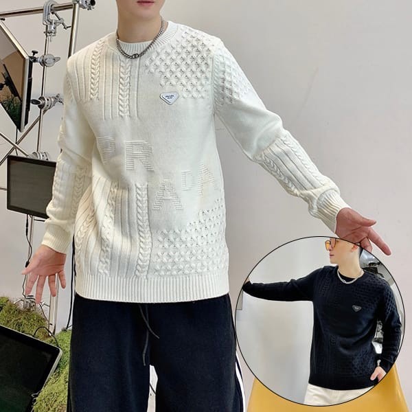 Luxury brand Prada superfine wool crew neck sweater replica 2 colors puq89361