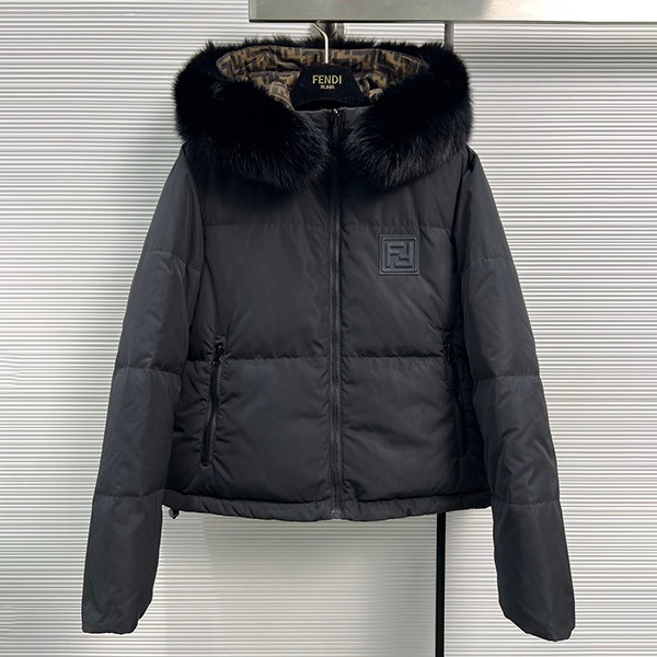 Fendi down jacket replica nylon reversible fur logo fep40511