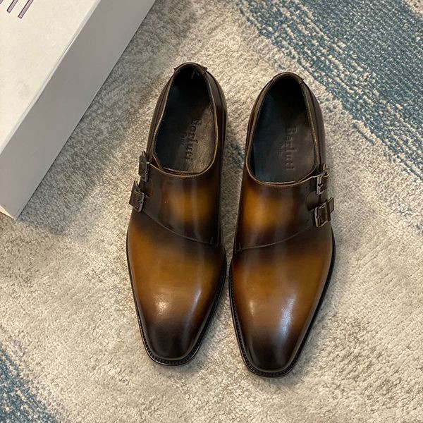 Berluti Patchwork Galle Scritto Double Monk Shoes Replica bef76870