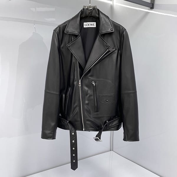 Very popular! Loewe fake biker jacket Napalam logo with belt loh49383