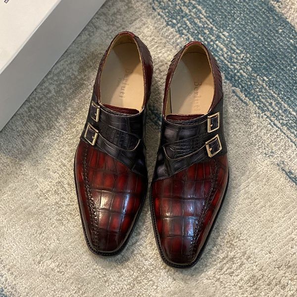 Berluti★Patchwork Fake Crocodile Double Monk Shoes beb49697