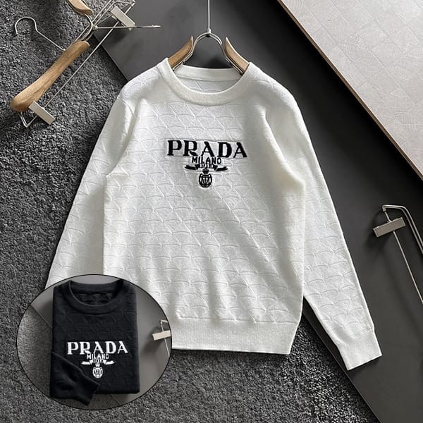 Very popular: Prada wool cashmere crew neck sweater in two colors puq60513
