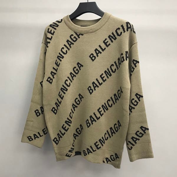 Rare Balenciaga jacquard logo crew neck sweater replica bac17761