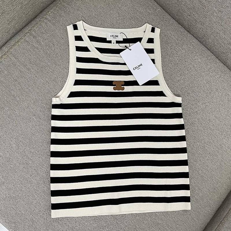 [Not available in Japan] Celine Tops Logo Tank Top Replica shx90379