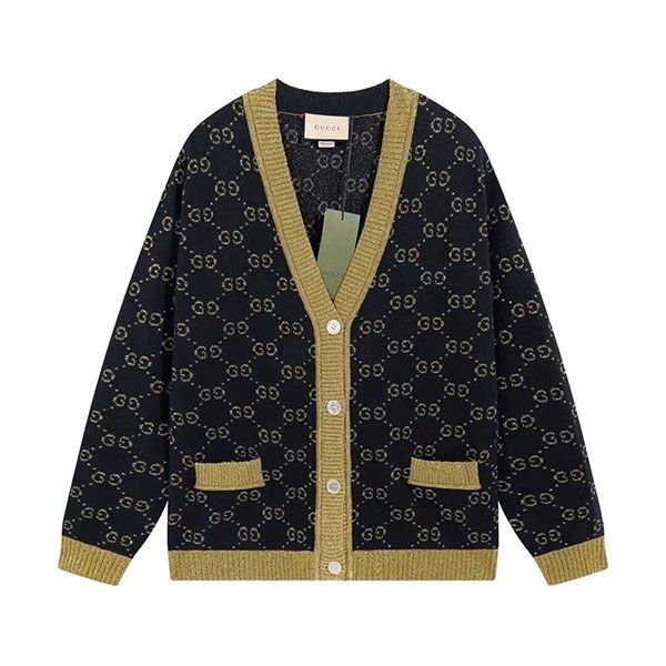 Very popular! Gucci GG cotton lamé fabric fake cardigan guq43179 Very popular! Gucci GG cotton lamé fabric fake cardigan guq43179