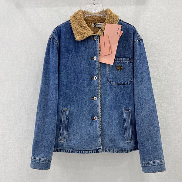 Miu Miu embroidered denim blouson replica GWB187 Miu Miu embroidered denim blouson replica GWB187