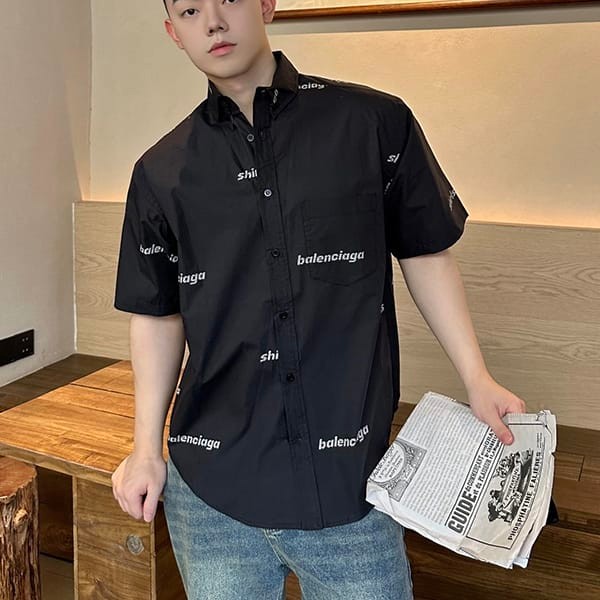 Very popular! Balenciaga fake black printed shirt bai32653