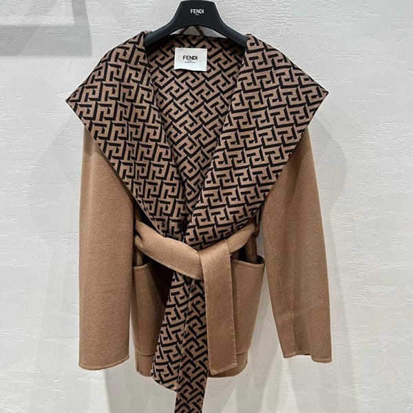 Free shipping Fendi replica beige wool jacket reversible fek46514