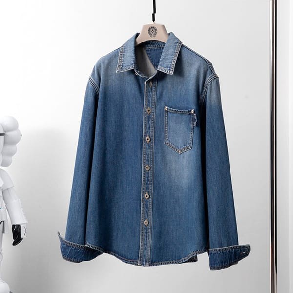 Cheap price! Bottega Veneta denim long sleeve shirt blue fake bof92462