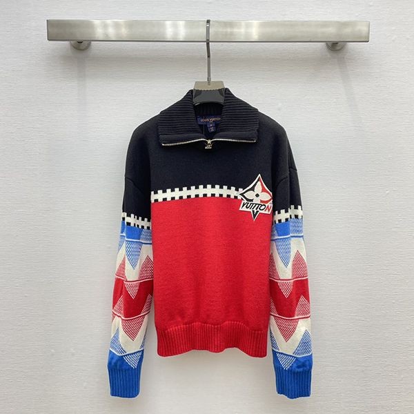 [Super cute★] Louis Vuitton copy tricolor knit high neck 1AC17I