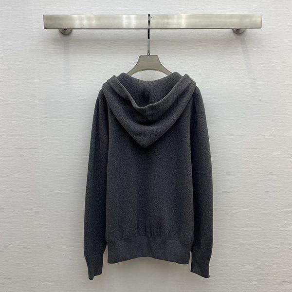 Fendi Cashmere & Wool Fake Zip-Up Hooded Sweater fet36754