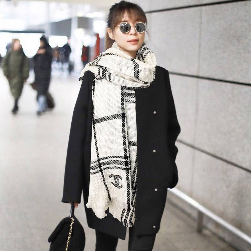 Rare color Chanel scarf wool silk cashmere CC fake shw80199 Rare color Chanel scarf wool silk cashmere CC fake shw80199