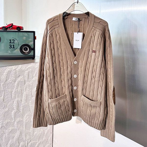 Celine Triomphe Cable Knit Copy Cashmere Cardigan Cee77124