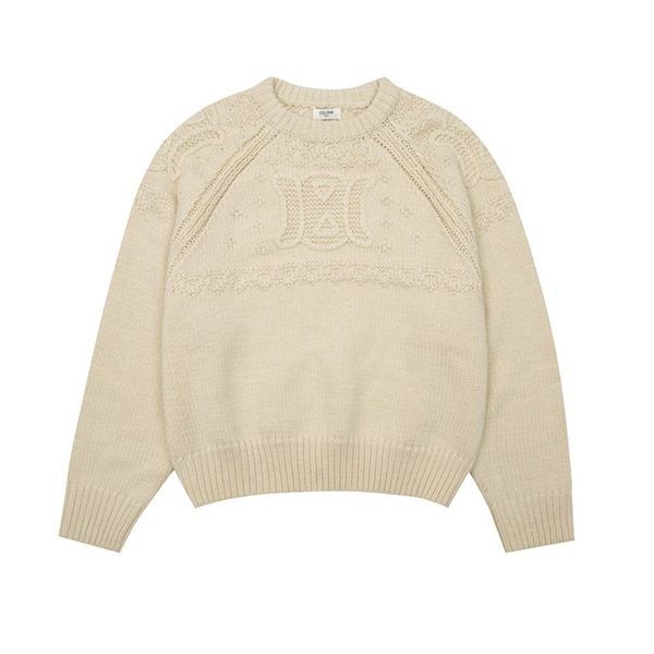 ☆Super popular☆Celine Triomphe crew neck fake sweater wool Cev65978