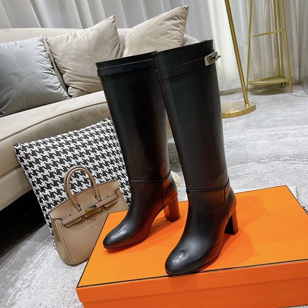 Classic and popular Hermes long boots in replica calfskin with Kelly strap, sophisticated erh87868