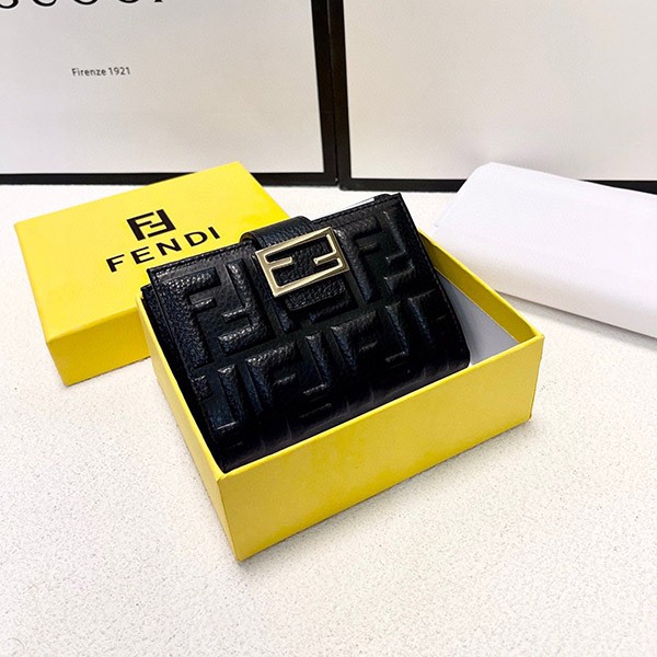 Fendi Replica Embossed FF Logo Lamb Nappa Leather Micro Tri-Fold Wallet fef34514 Fendi Replica Embossed FF Logo Lamb Nappa Leather Micro Tri-Fold Wallet fef34514
