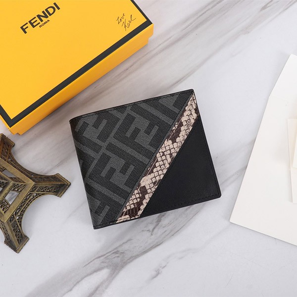 Fendi Bi-fold Wallet Replica Snake Leather Mini Wallet FF Logo feg27274 Fendi Bi-fold Wallet Replica Snake Leather Mini Wallet FF Logo feg27274