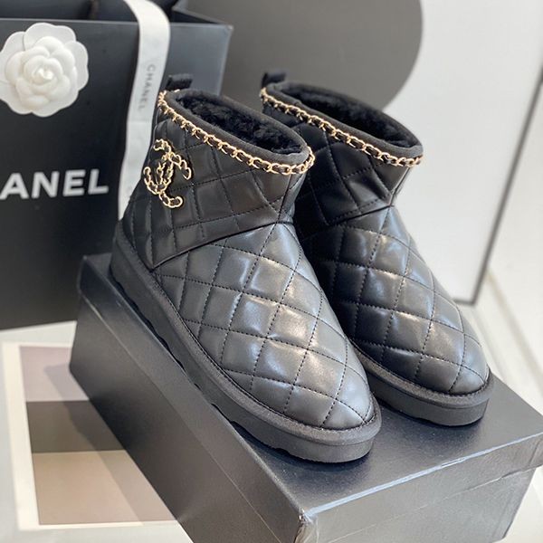 Free shipping Chanel black wool ankle boots replica shf47516