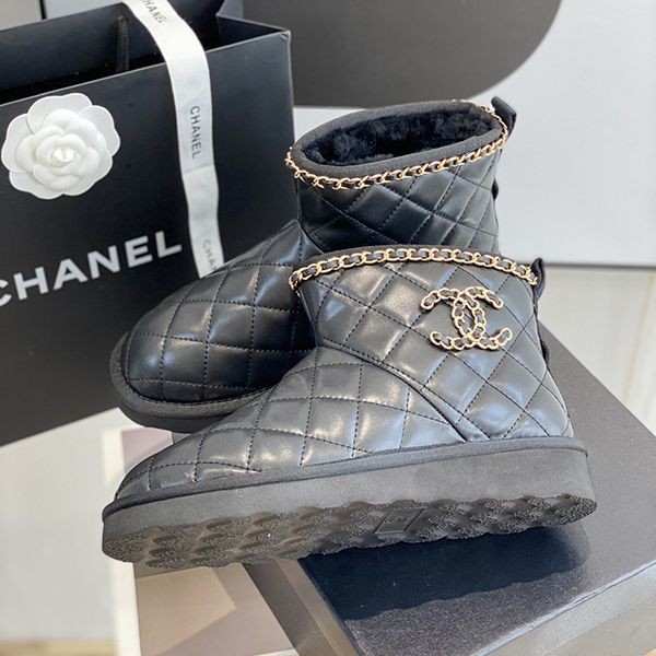 Free shipping Chanel black wool ankle boots replica shf47516