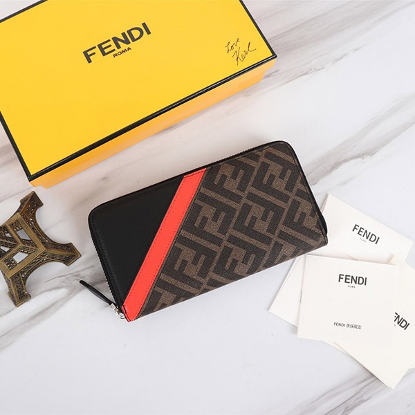 Fendi FF logo wallet long wallet fake zip leather fer58109