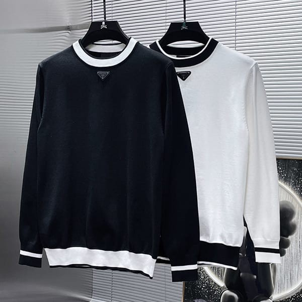 Latest and stylish Prada superfine wool crew neck sweater replica 2 colors put96397