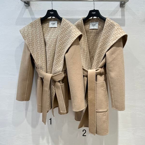 Cute Fendi Replica Beige Reversible Wool Jacket fet25234