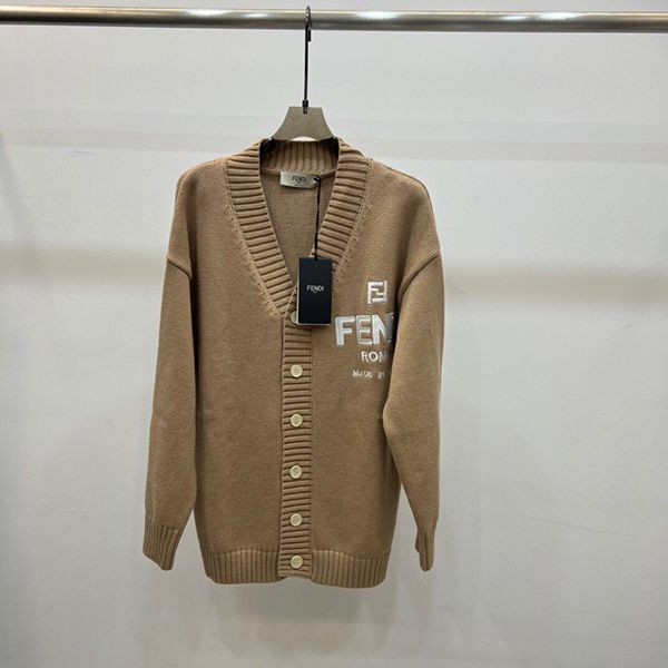High quality Fendi beige cardigan replica V-neck fey65916