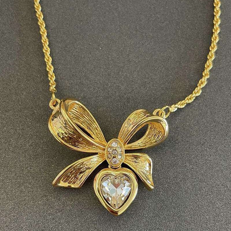 Battle Dior Replica Bowtie Heart Necklace dea94151