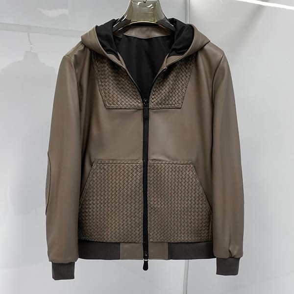 Tracked Bottega Veneta Replica Lamb Leather Anorak Pullover Jacket bol09511