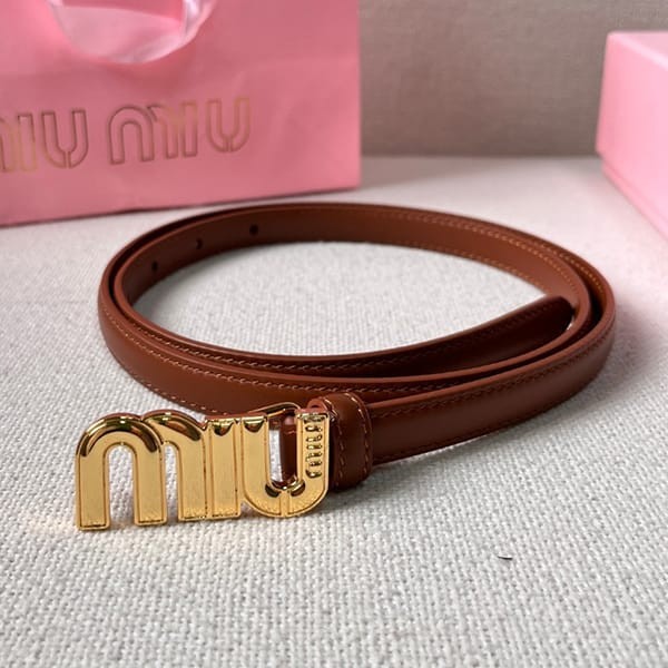 New on sale: Miu Miu Logo Slim Belt with Metal Buckle Replica myu98689