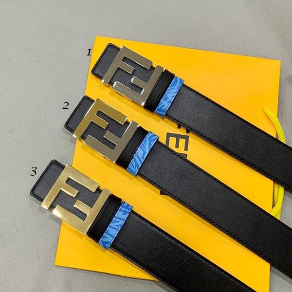 High quality Fendi replica FF logo calf leather belt 50mm ☆ 2-tone buckle few40837