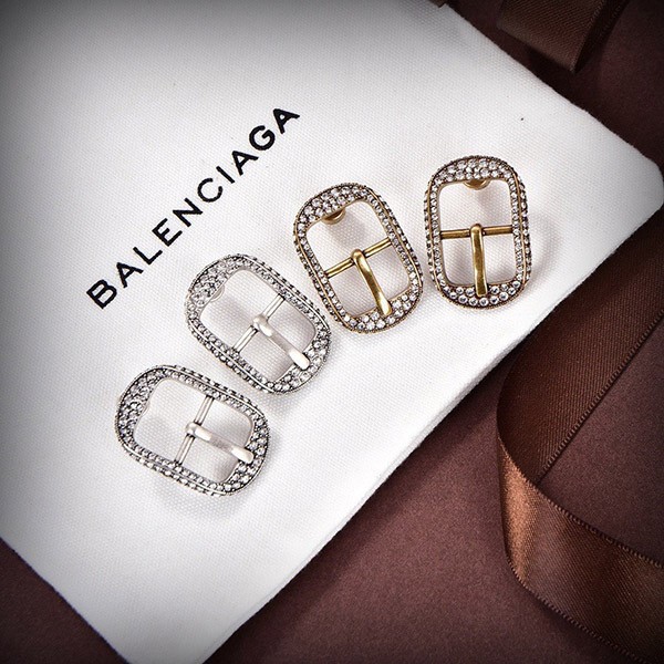 Balenciaga replica ☆ CAGOLE buckle rhinestone earrings silver 2 colors bac61011