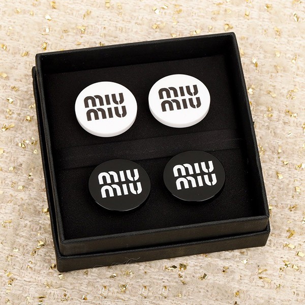 Miu Miu Women's Mini Logo Clip-on Earrings, Replica, 2 Colors, myh51835