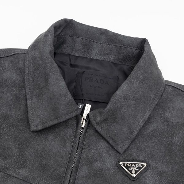 Hard to find! Prada Triangle Logo Leather Jacket Replica put68325