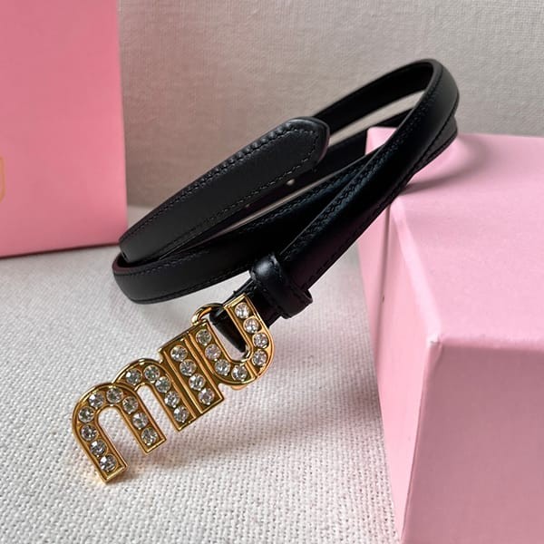 Hard to find Miu Miu Logo slim belt replica with metal buckle mys63827