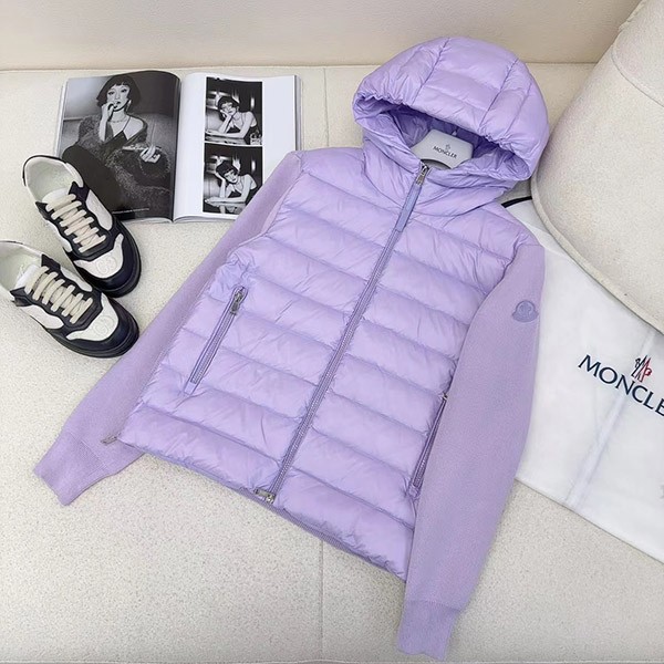 Stylish? Moncler knitted cuff down jacket with hood mou45839