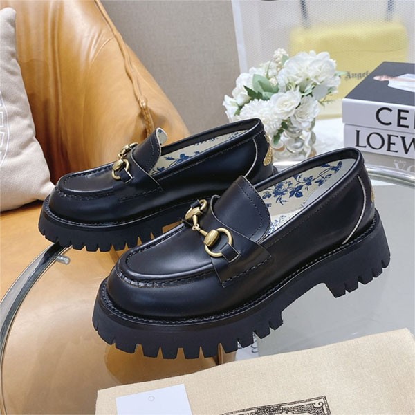 Very popular Gucci lug sole horsebit fake loafers gui52641