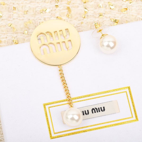 Miu Miu replica logo drop pearl earrings 5JO8532DTU