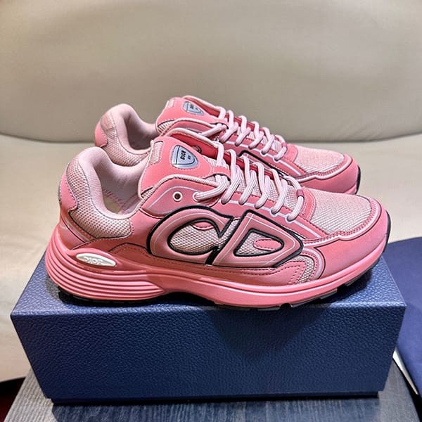 Nice Dior B30 Sneakers Pink Logo Mesh Fake 3SN279ZRD_H763