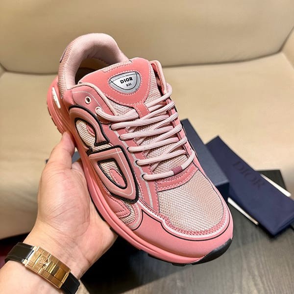 Nice Dior B30 Sneakers Pink Logo Mesh Fake 3SN279ZRD_H763