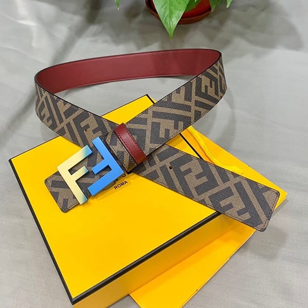 Free shipping Fendi reversible round FF belt copy 35mm 2 colors fem67854