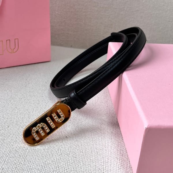 Immediate shipping Miu Miu replica Logo slim belt with metal buckle myf09341