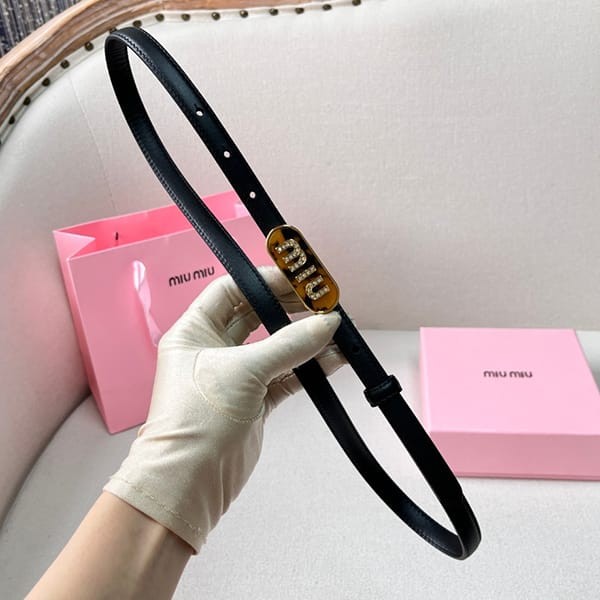 Immediate shipping Miu Miu replica Logo slim belt with metal buckle myf09341