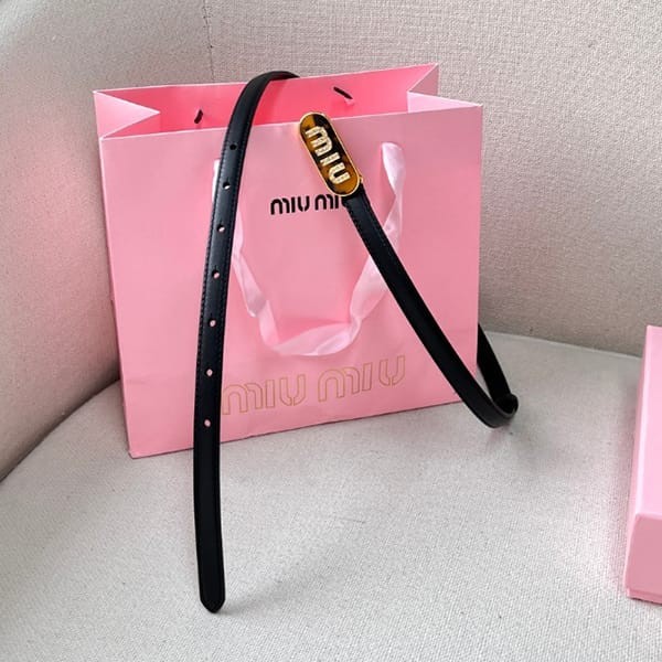 Immediate shipping Miu Miu replica Logo slim belt with metal buckle myf09341