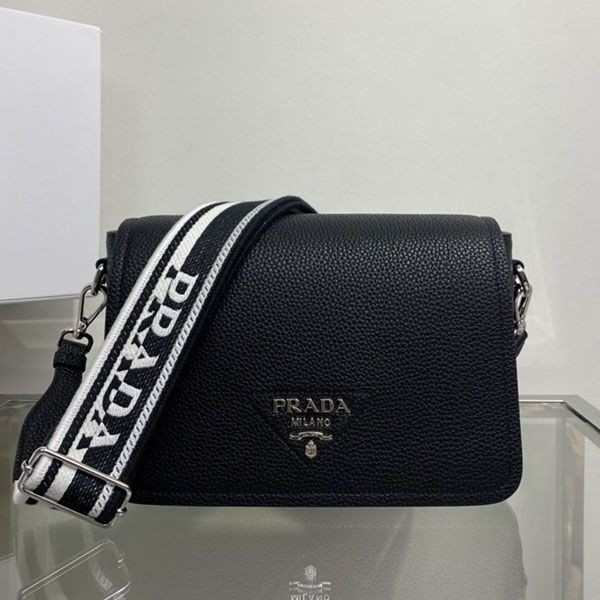 Free shipping Prada lettering logo leather shoulder bag replica puv15804