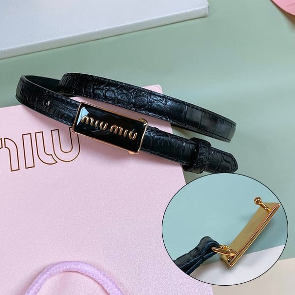 Cheap price! Miu Miu replica Logo slim belt with metal buckle mys33443