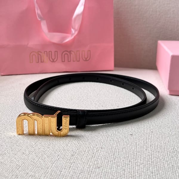 Eye-catching color Miu Miu Logo slim belt with metal buckle replica myg49178